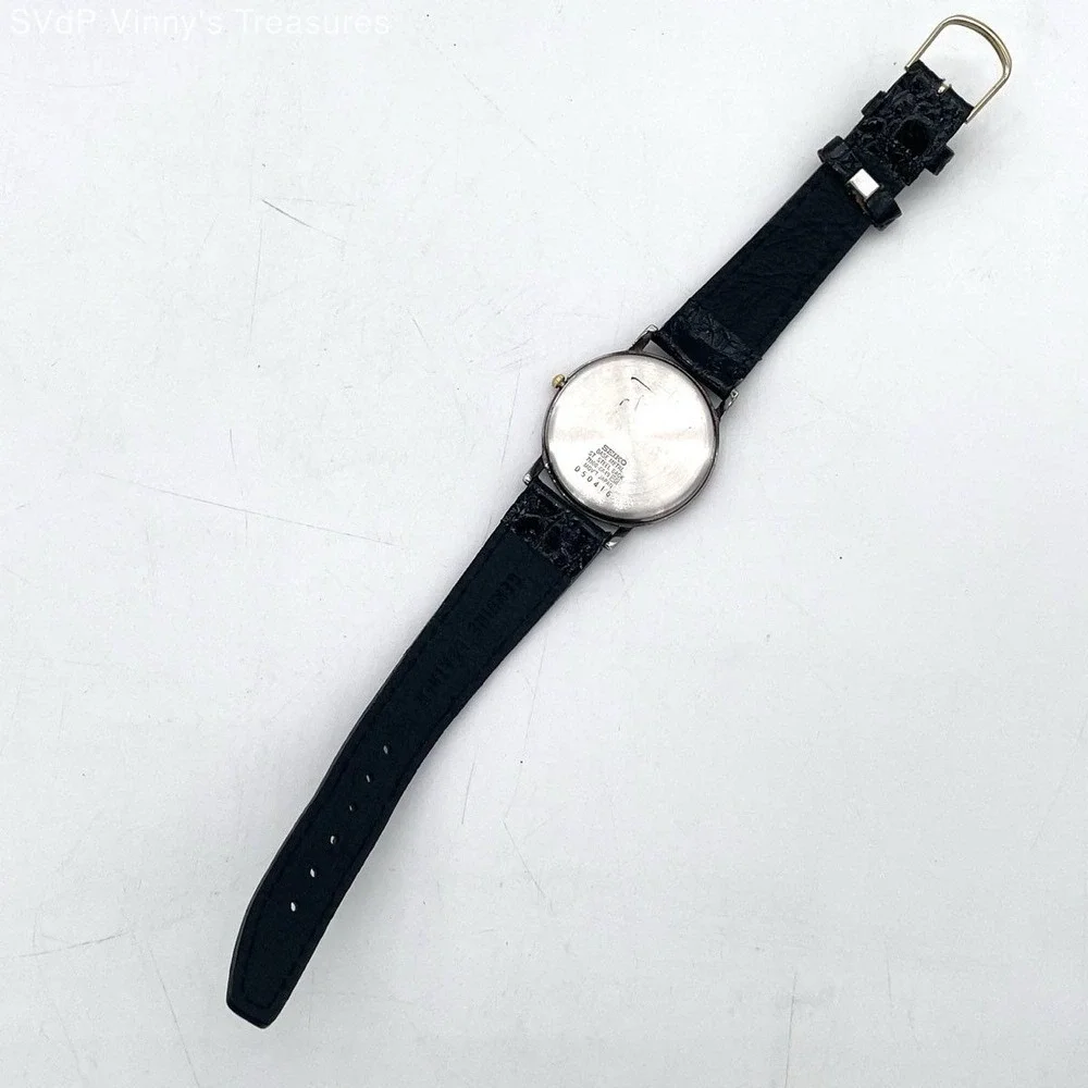 Seiko Women's Black Dial Diamond Accent Quartz Watch 7N00-8A49 Leather Band